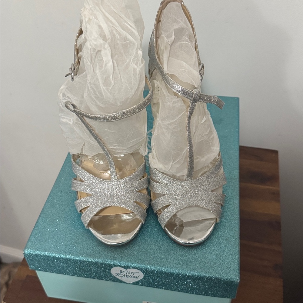 Betsey Johnson Silver Glitter Heels - Picture 3 of 5